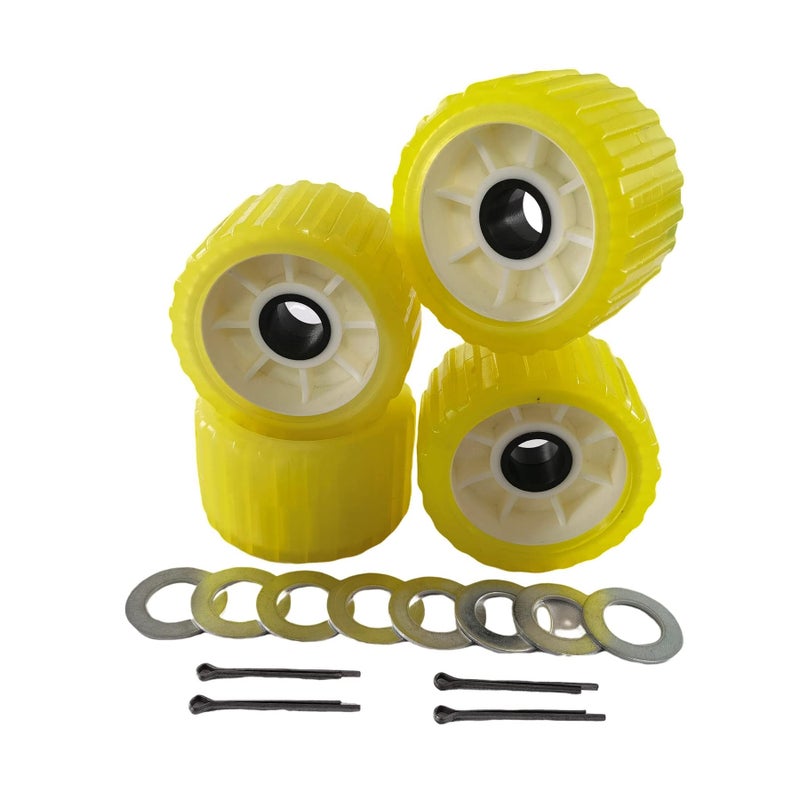 UANOFCN 3" Width x 5" OD Boat Trailer Poly Ribbed Wobble Rollers Mounting Hole Diameter 1-1/8 inch - Image 4
